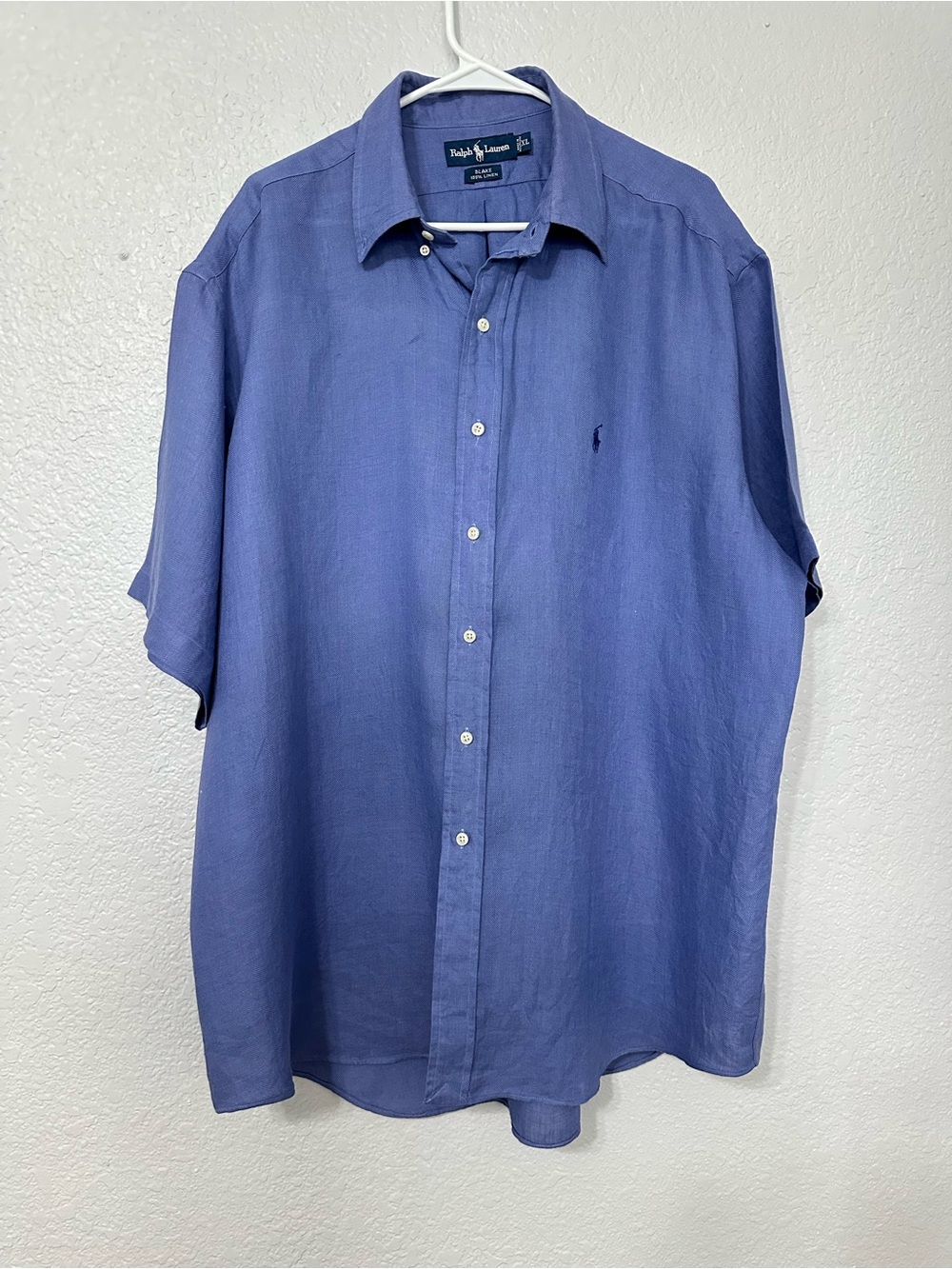 VTG Polo Ralph Lauren Blake 100 Linen Short Sleeve Shirt Mens XL Pony Resortwear